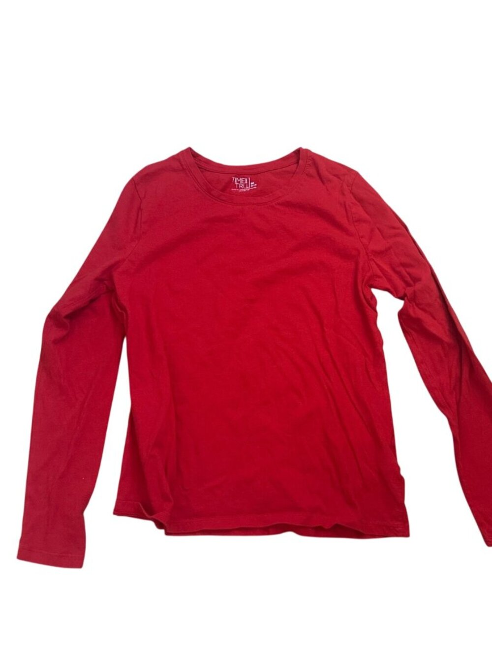 Time And Tru Womens T-Shirt Size M Red Long-Sleeve Cotton Casual Top Basic